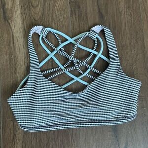 Lululemon Free to Be Bra |Size 4 | Black & White gingham with Mint details